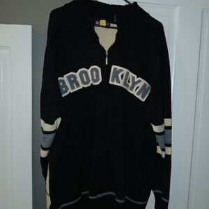 Brooklyn Black and Cream Zip-Up Men's Sweater